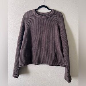 Quince Ribbed Crewneck Sweater - Heather Brown
